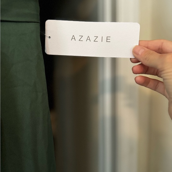 Azazie Eren satin eucalyptus one shoulder dress A6 - Picture 4 of 8